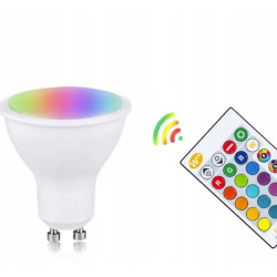 Żarówka LED GU10 5W RGB + Ciepły Biały | z Pilotem