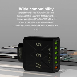 Ładowarka sieciowa 6 portów 65W USB-C QC 3.0 – szybkie ładowanie