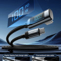 Kabel Essager 100W USB typ C - USB typ C 5A wyświetlac LED 90 stopni 2m