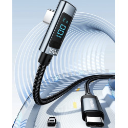 Kabel Essager 100W USB typ C - USB typ C 5A wyświetlac LED 90 stopni 2m