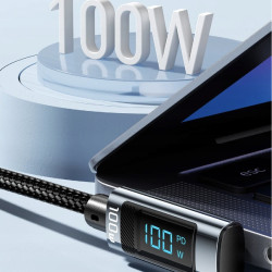Kabel Essager 100W USB typ C - USB typ C 5A wyświetlac LED 90 stopni 2m